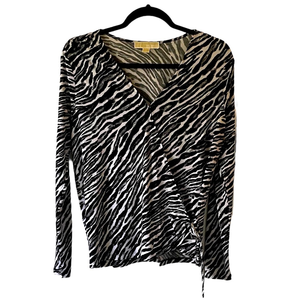 Michael Kors animal print wrap style top size medium